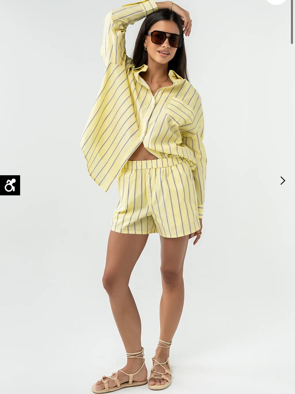 bohme Yellow Striped Button-Down SET 
(Top and bottom)